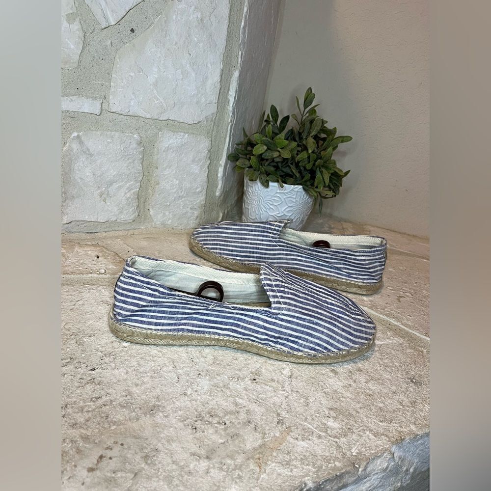 Cousu Main blue and white striped espadrilles Classic flat sz EU 46 US 12